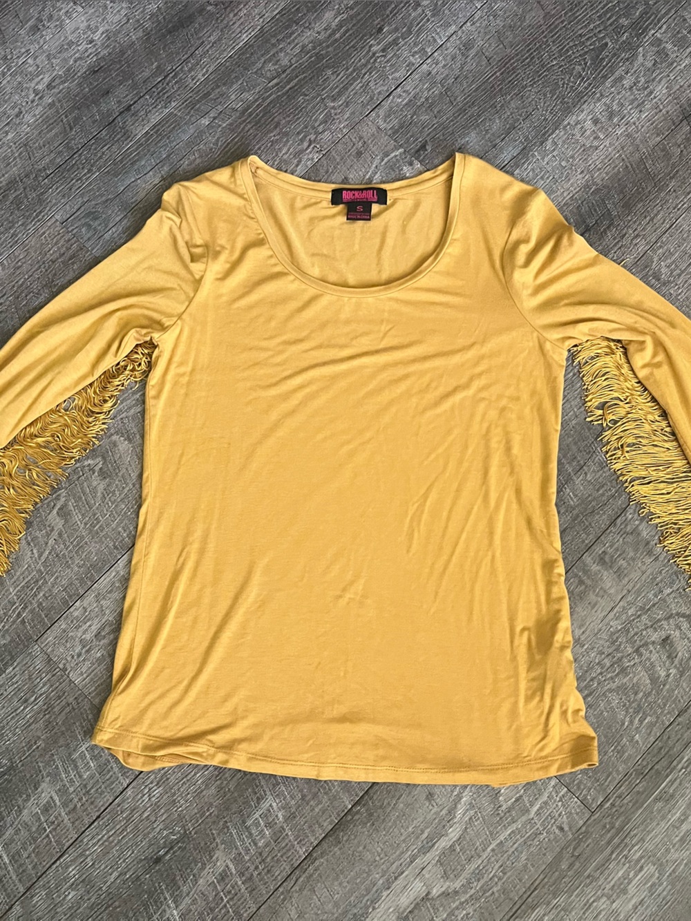 Rock & Roll Cowgirl Yellow Fringe Long-Sleeve Tee